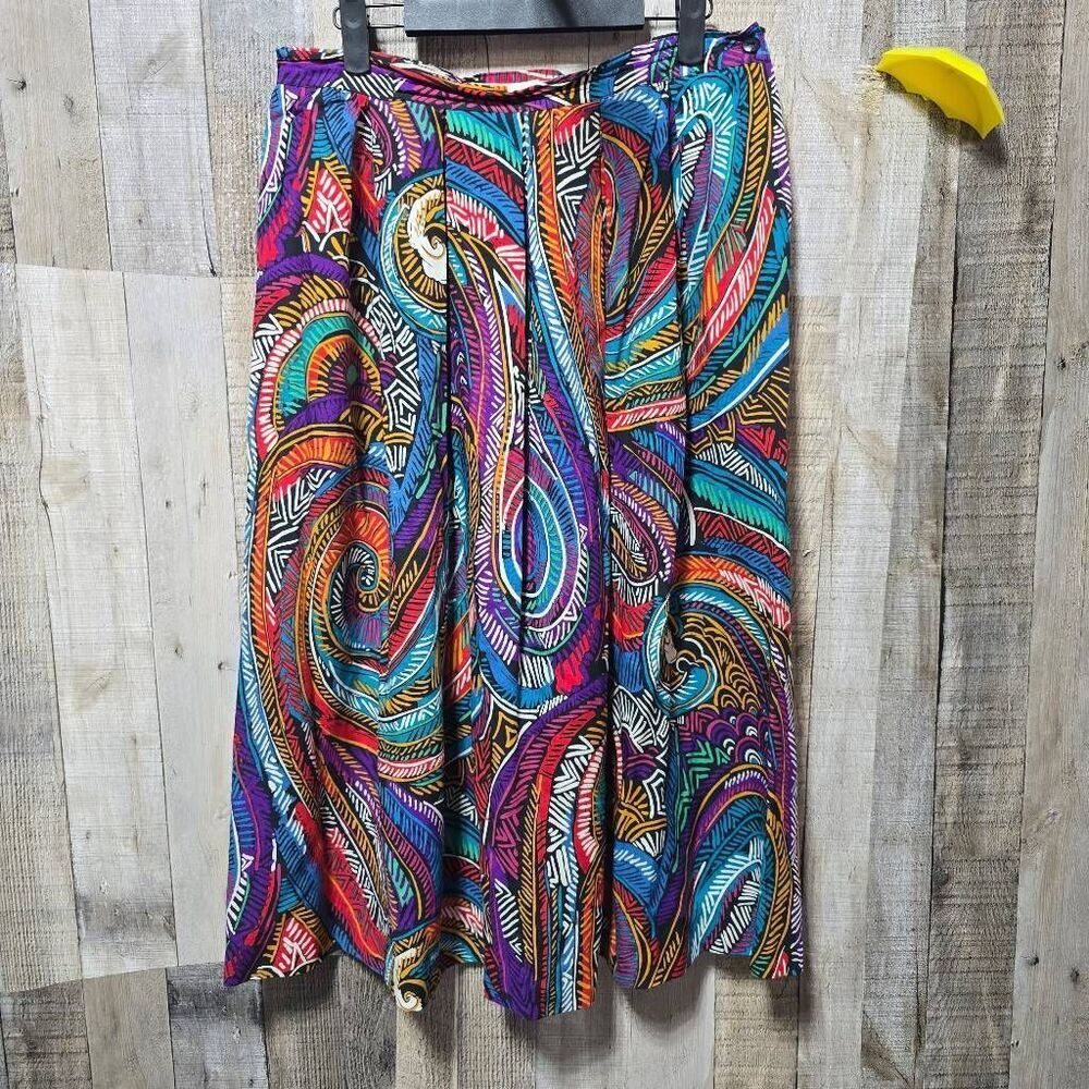 Michele Vintage Union Made Multicolor Midi Skirt 13/14 FLAWED Boho Colorful